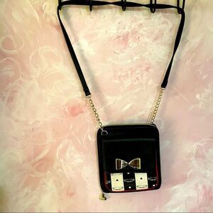 Betsey Johnson crossbody bag black bow tie